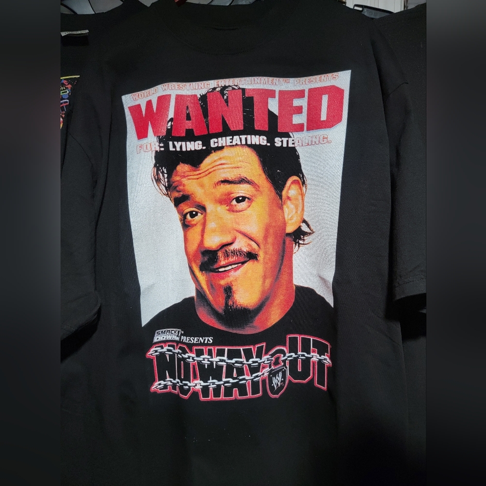 WANTED NO WAY OUT EDDIE GUERRERO ON SHAKA HEAVYWEIGHT GARMET DYED T SHIRT